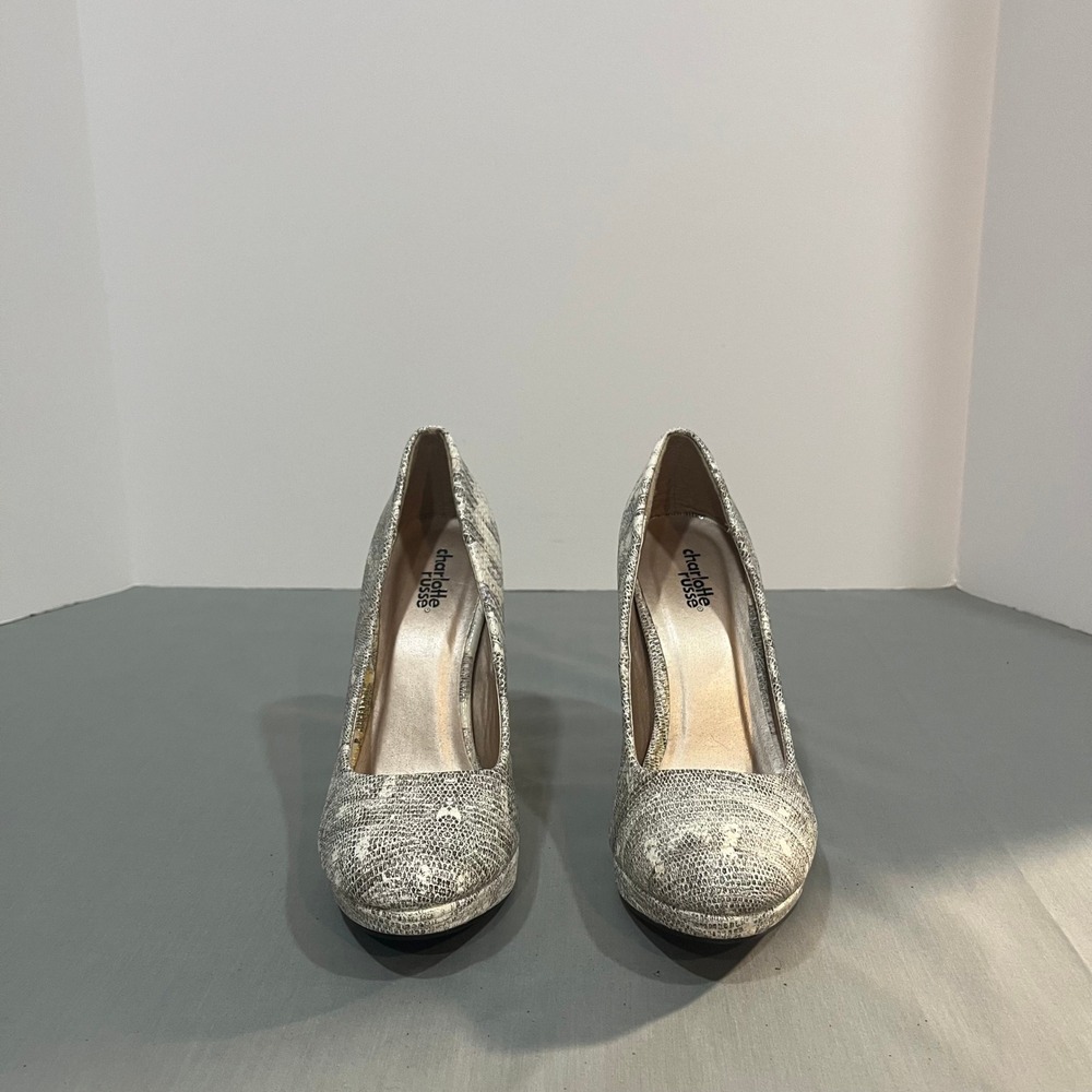 Charlotte Russe Platform Pumps Womens 6 Grey Snakeskin Print Stiletto Heels